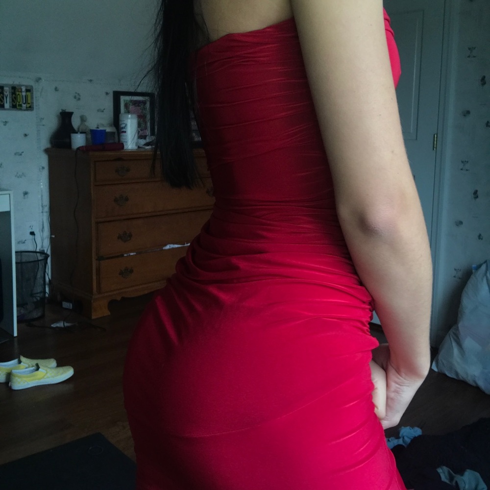 Short red mini dress